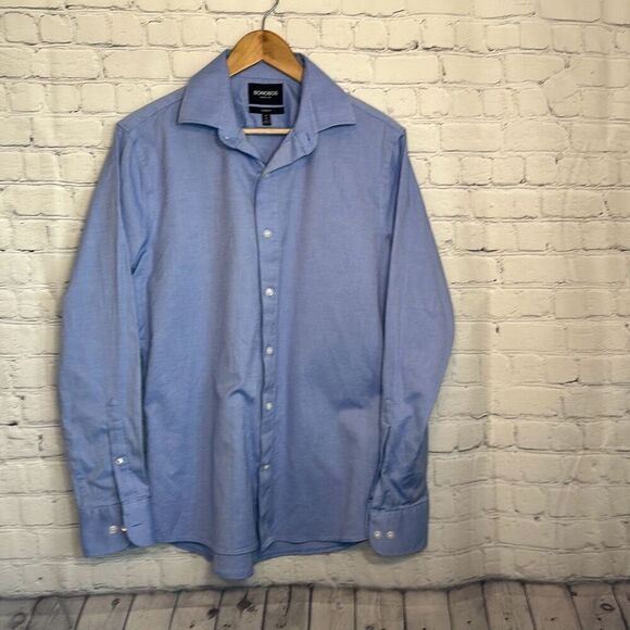Bonobos Mens Wrinkle Free Tailored Fit Blue White Button Down Shirt size M Mediu - Picture 1 of 8
